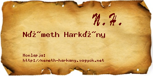 Németh Harkány névjegykártya